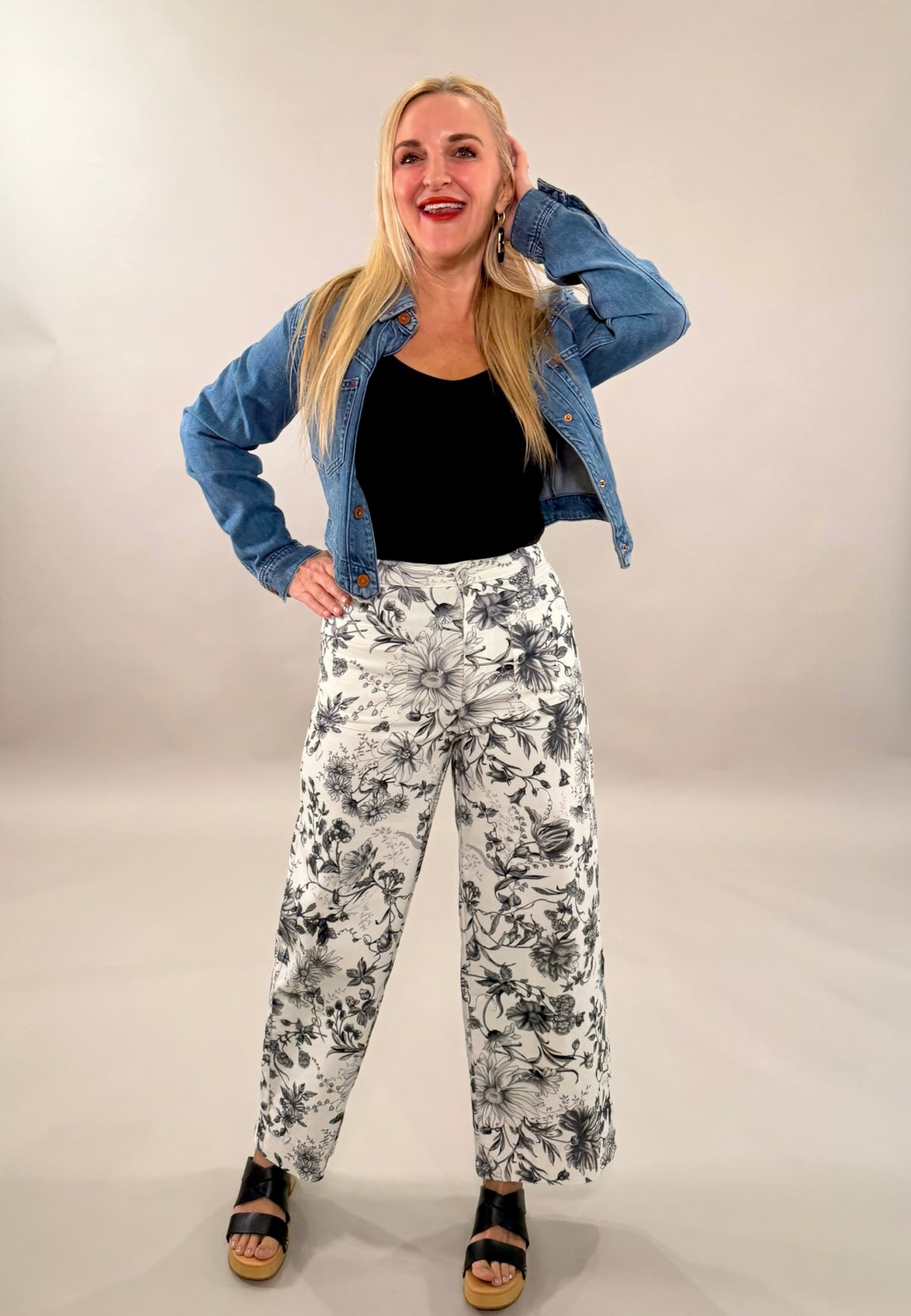 Midnight Garden Straight-Leg Pants