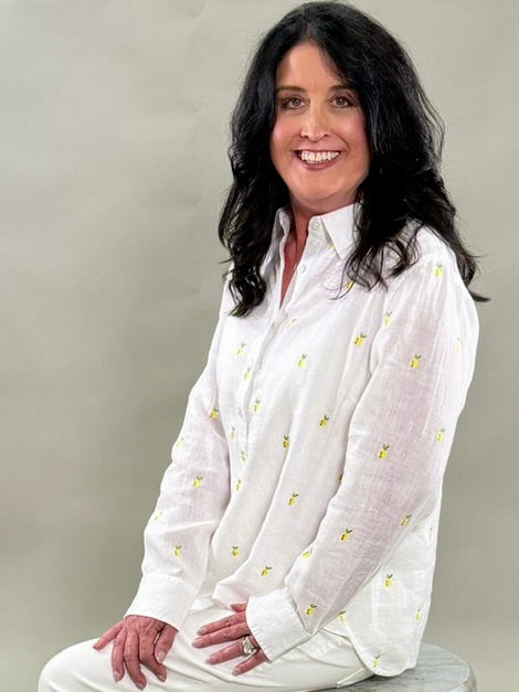 Lemon Embroidered Linen Shirt