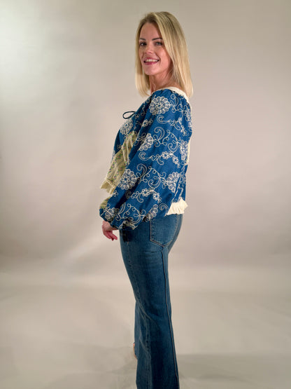 Midnight Patchwork Blouse