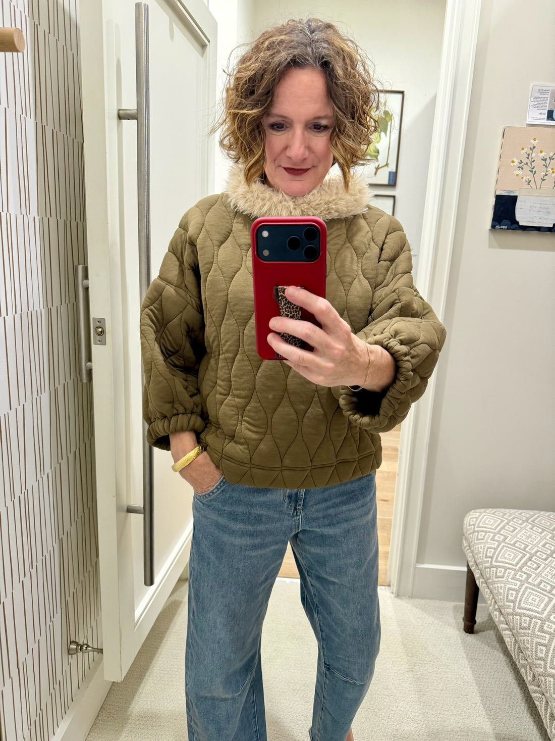 Poof Sleeve Quilted Popover