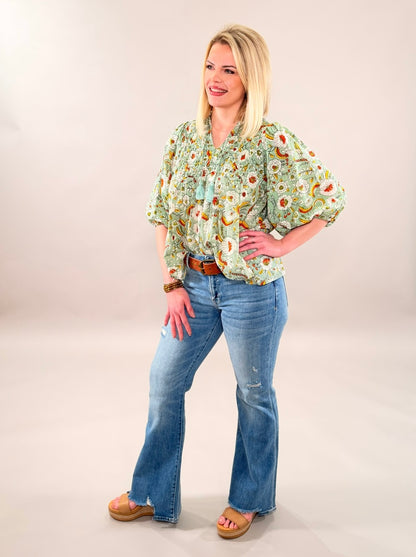 Artisan Smocked Cotton Top