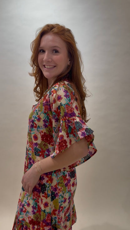 Fall Floral Mini Dress