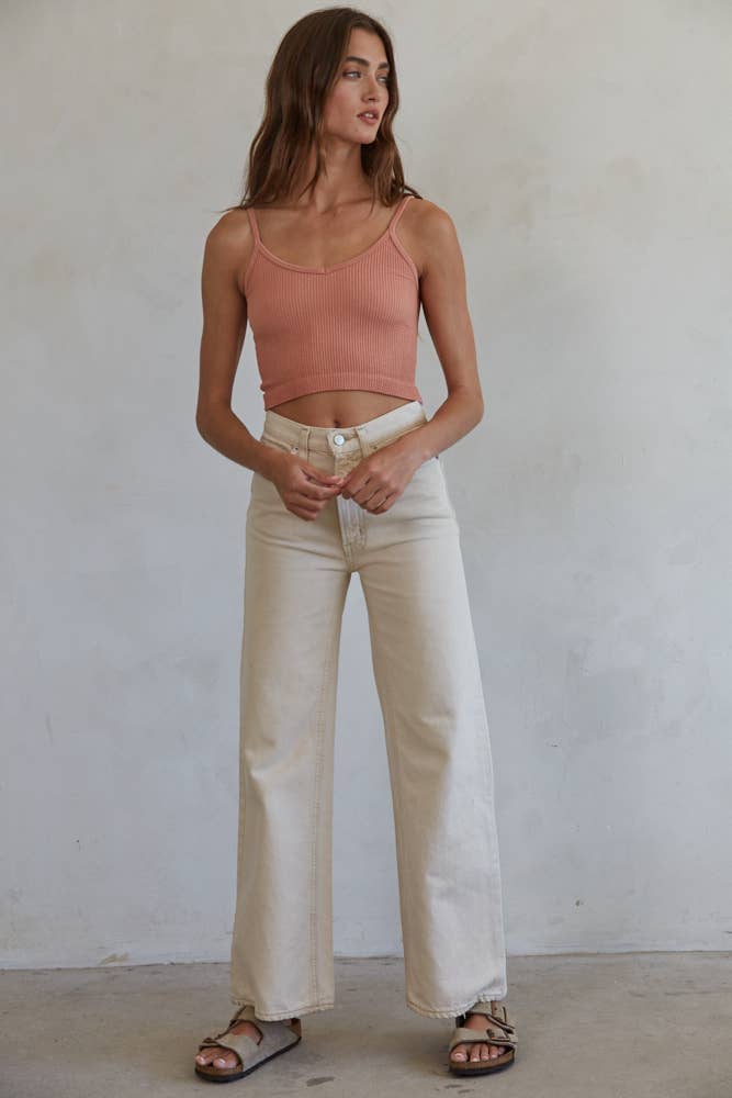 Knit Ribbed Seamless UV Neck Brami