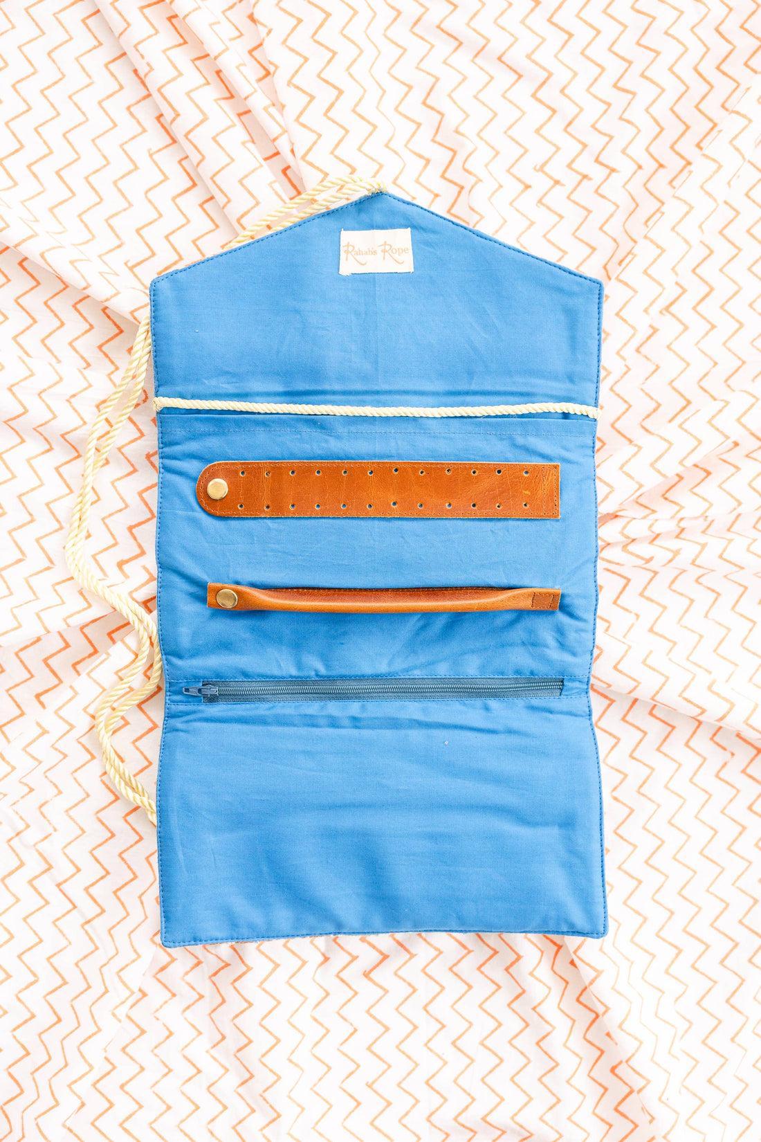 Embroidered Velvet Jewelry Organizer Blue