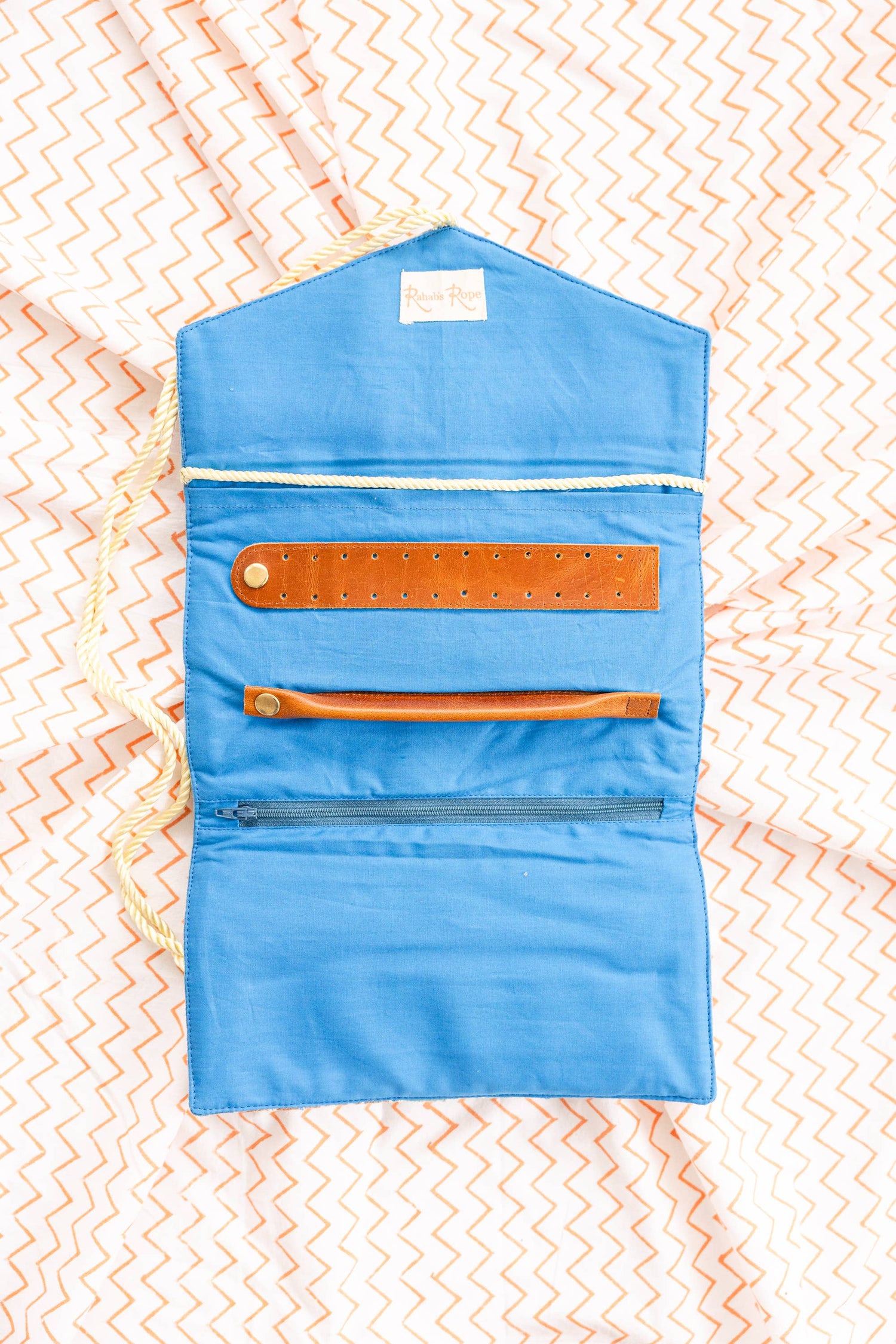 Embroidered Velvet Jewelry Organizer Blue