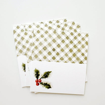 Set of 8 Holly berry place cards