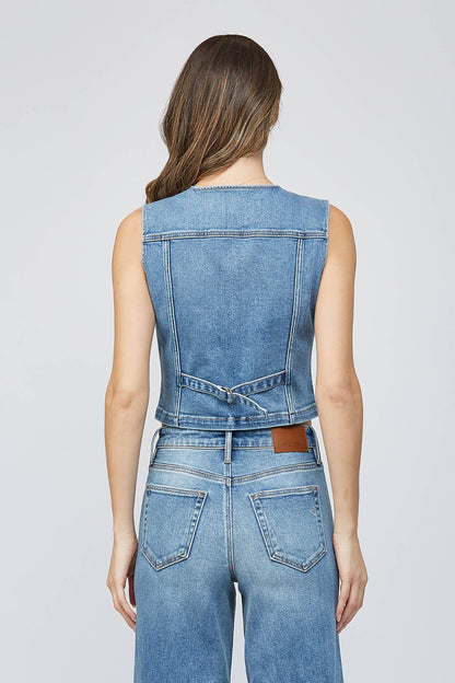 Medium Dark Fitted Denim Vest