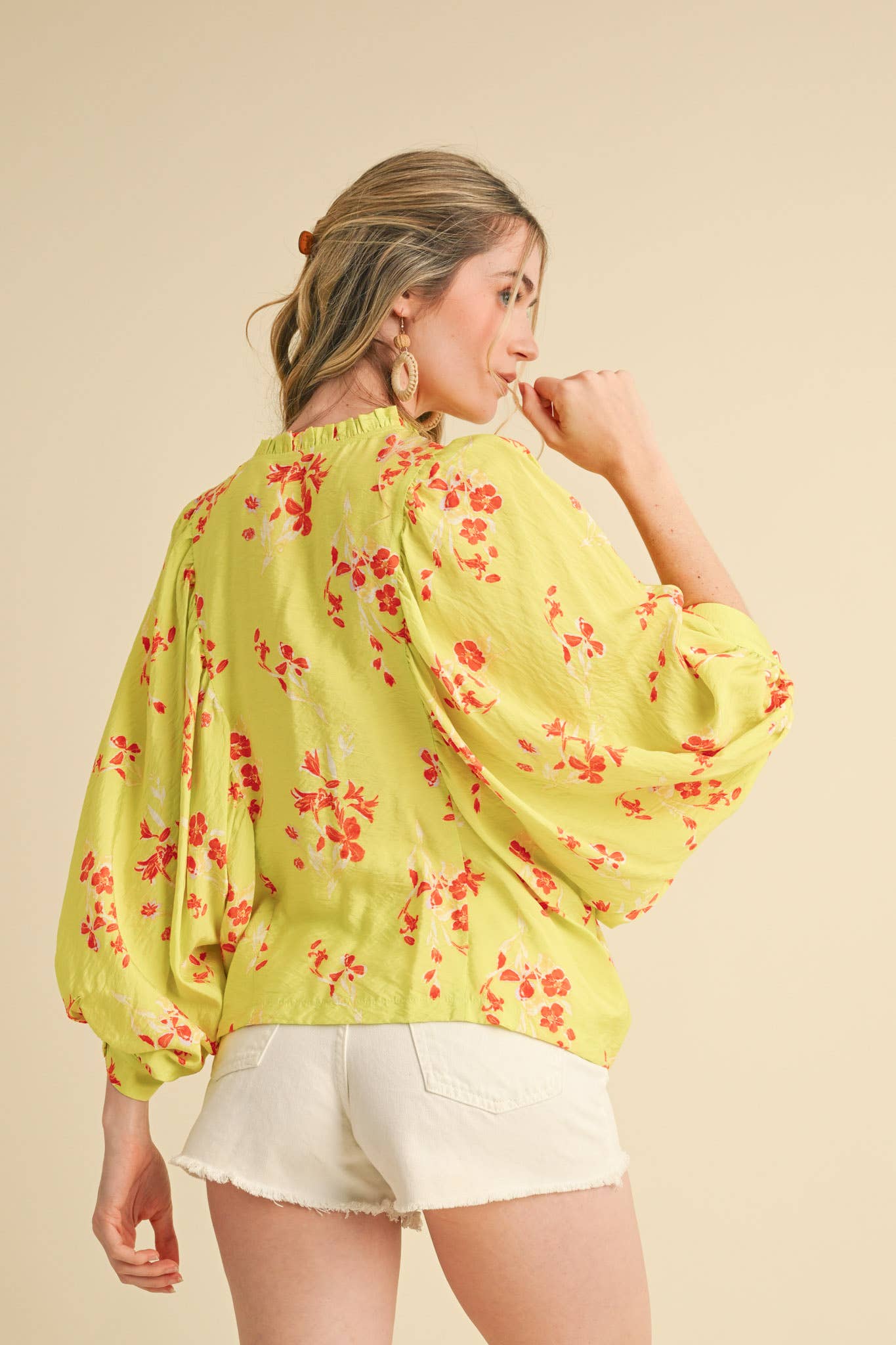 Floral Print Dolman Sleeve Blouse