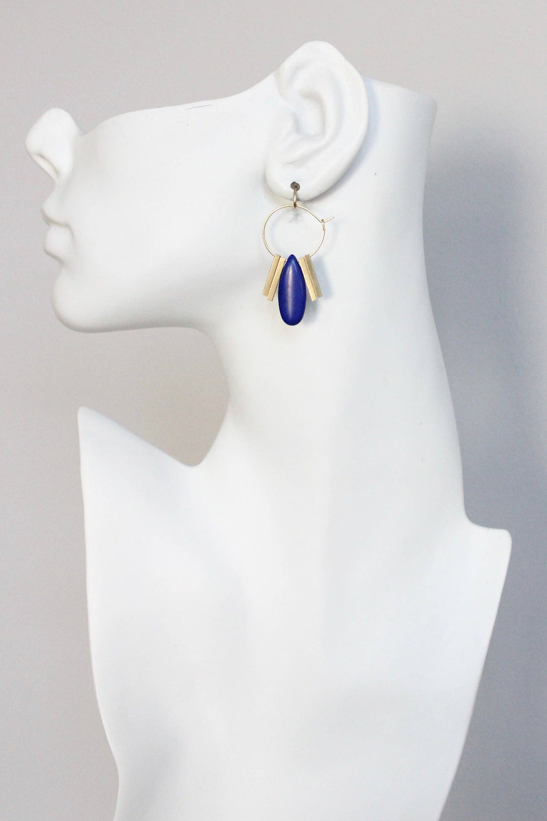 Cobalt Artdeco Hoop Earrings