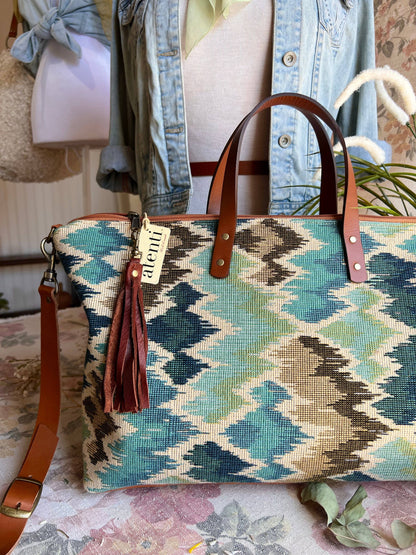 Blue Printed Handbag