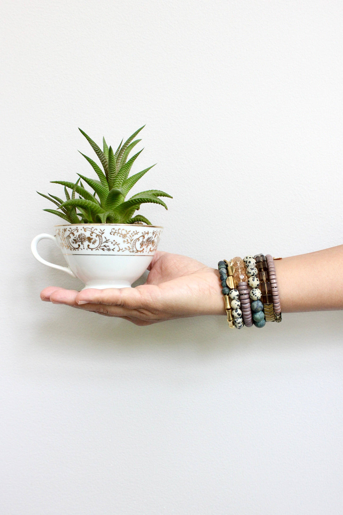 Green Jasper and Mauve Beaded Wrap Bracelet