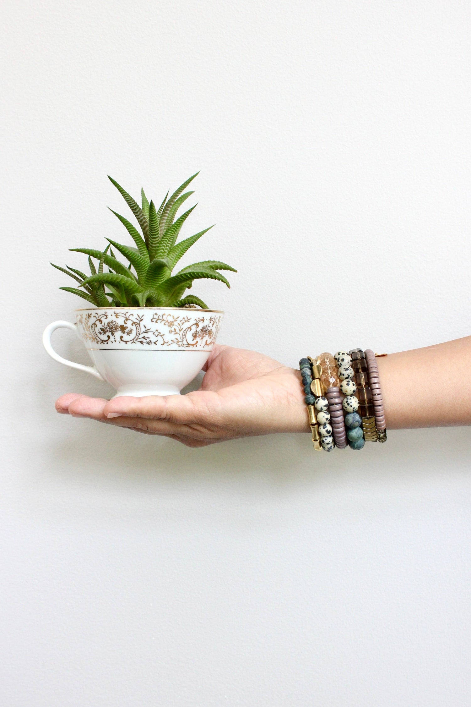 Green Jasper and Mauve Beaded Wrap Bracelet