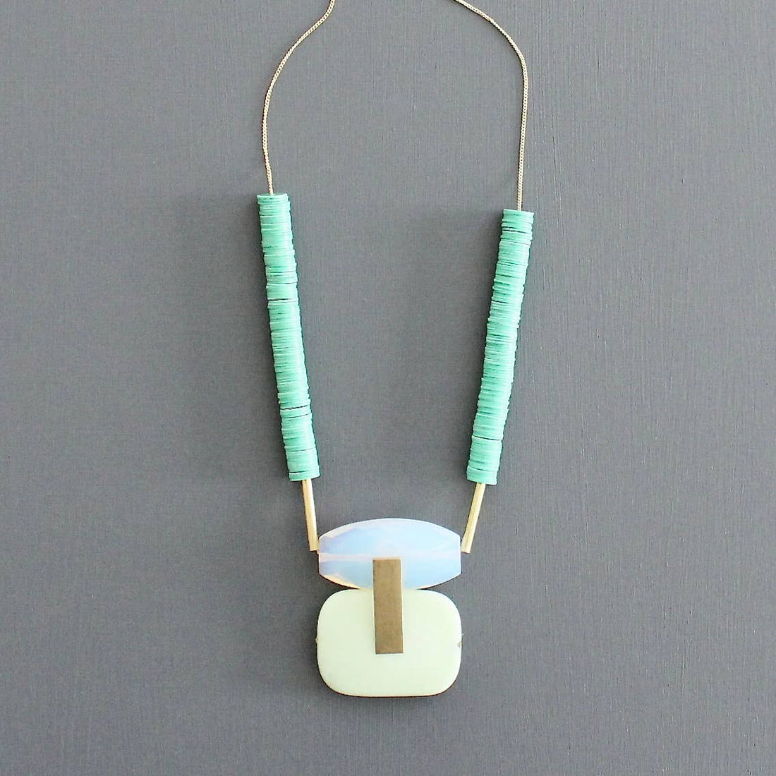 Opal and Mint Pendant Necklace
