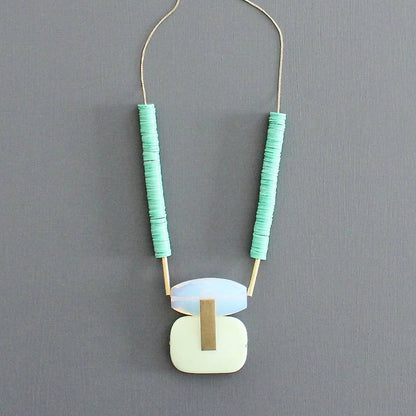 Opal and Mint Pendant Necklace