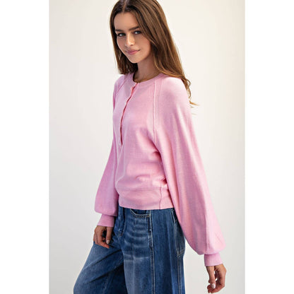 Cozy Half Button Down Pullover Sweater