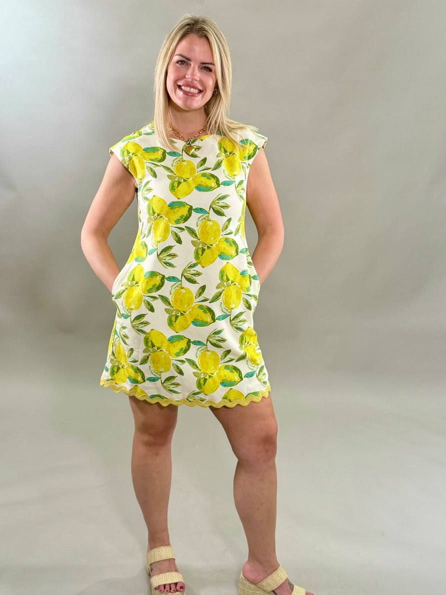 Uncle Frank Zesty Lemon Shift Dress