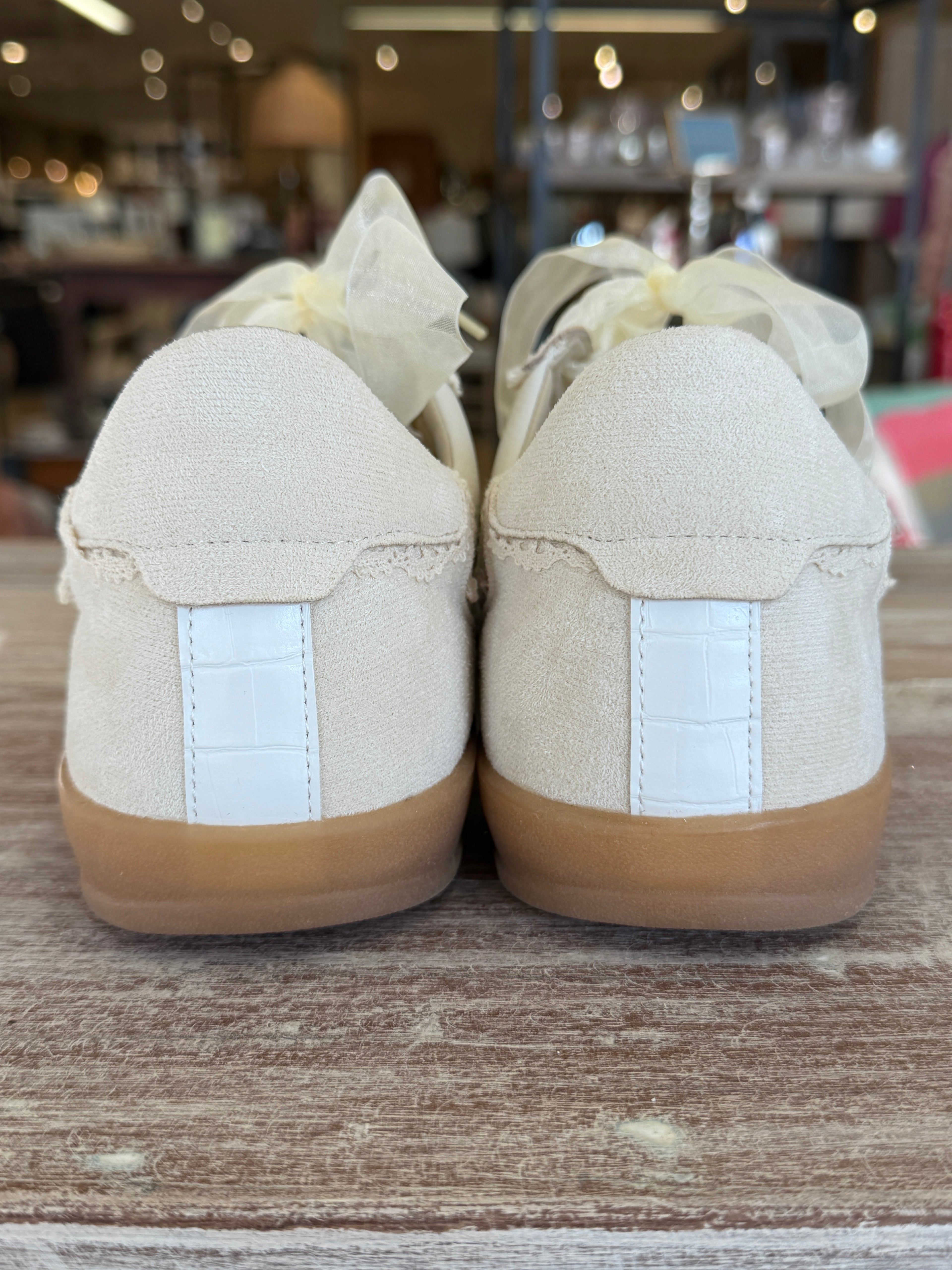 Lace &amp; Pearl Detail Sneakers