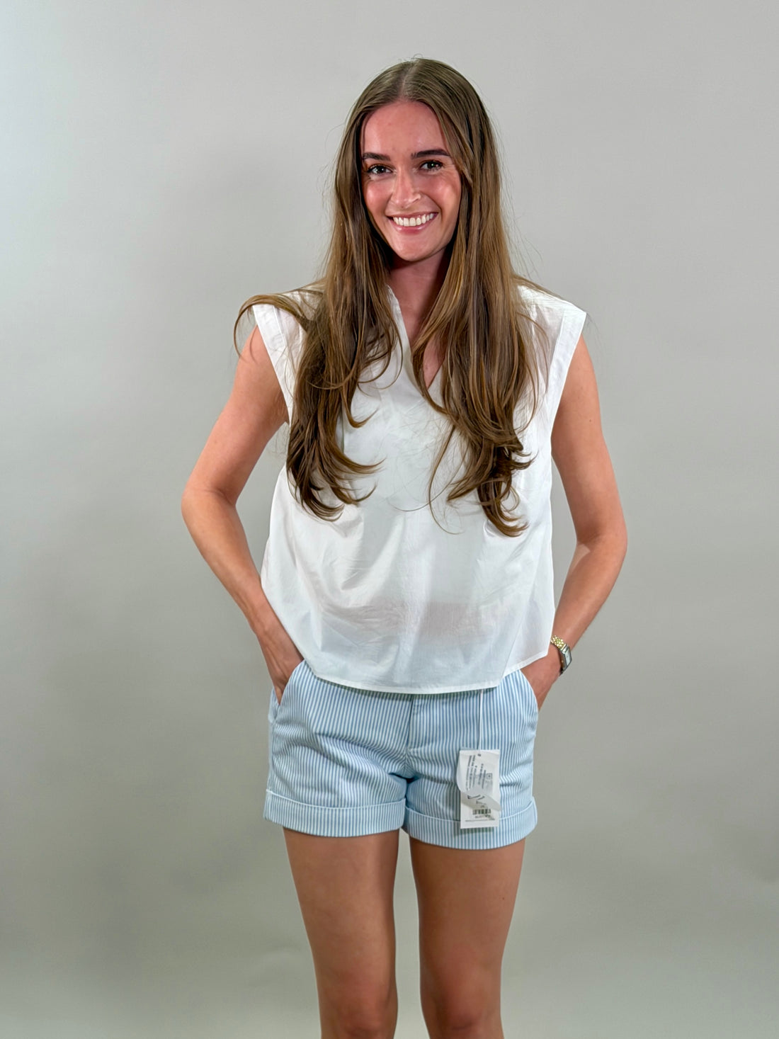 Crisp Cotton Sleeveless Popover