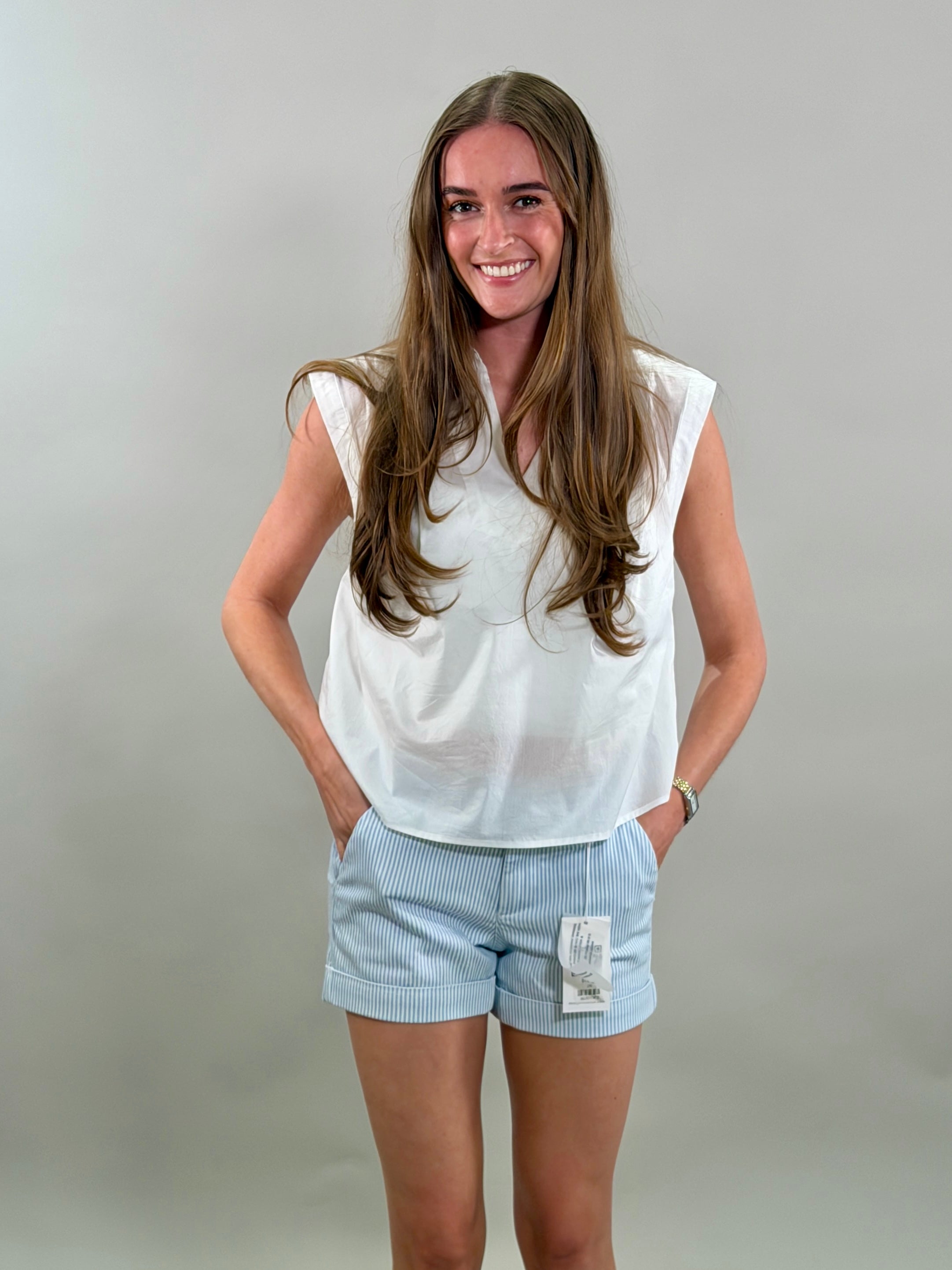 Crisp Cotton Sleeveless Popover