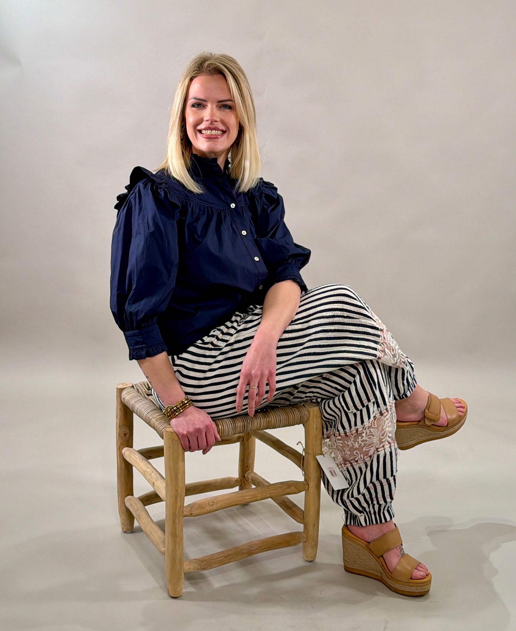 Iridescent Button Poplin Blouse