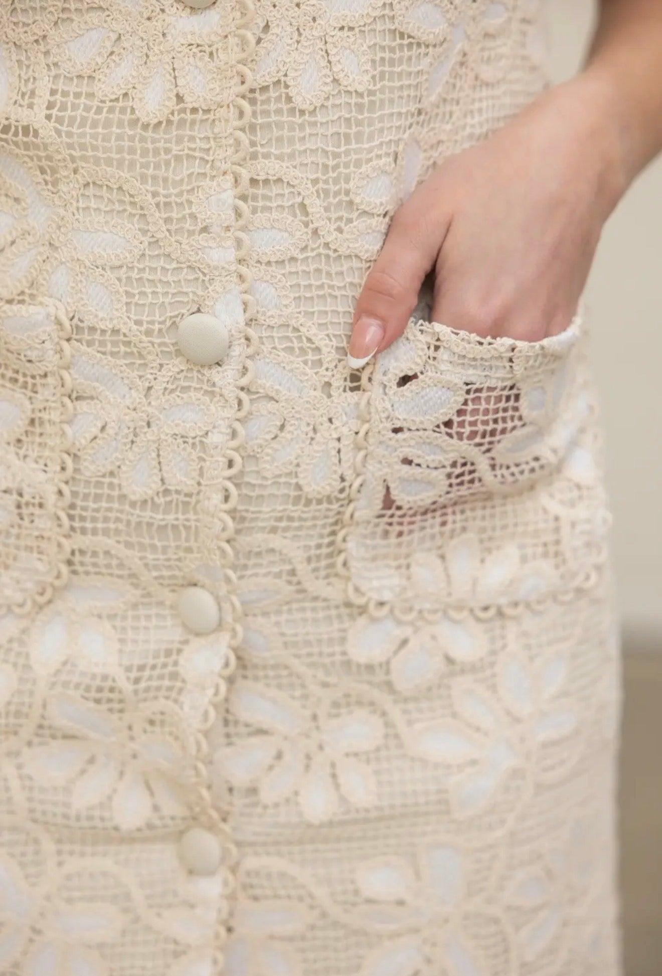 Elegant Floral Crochet Mini Dress