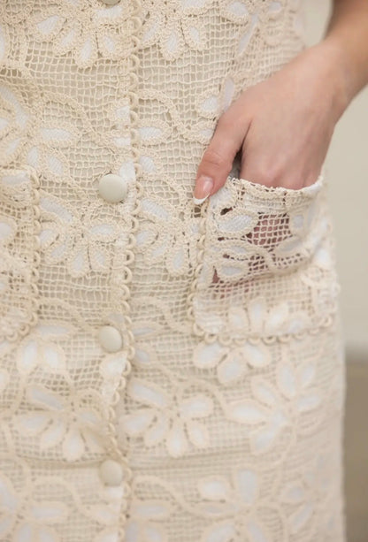 Elegant Floral Crochet Mini Dress