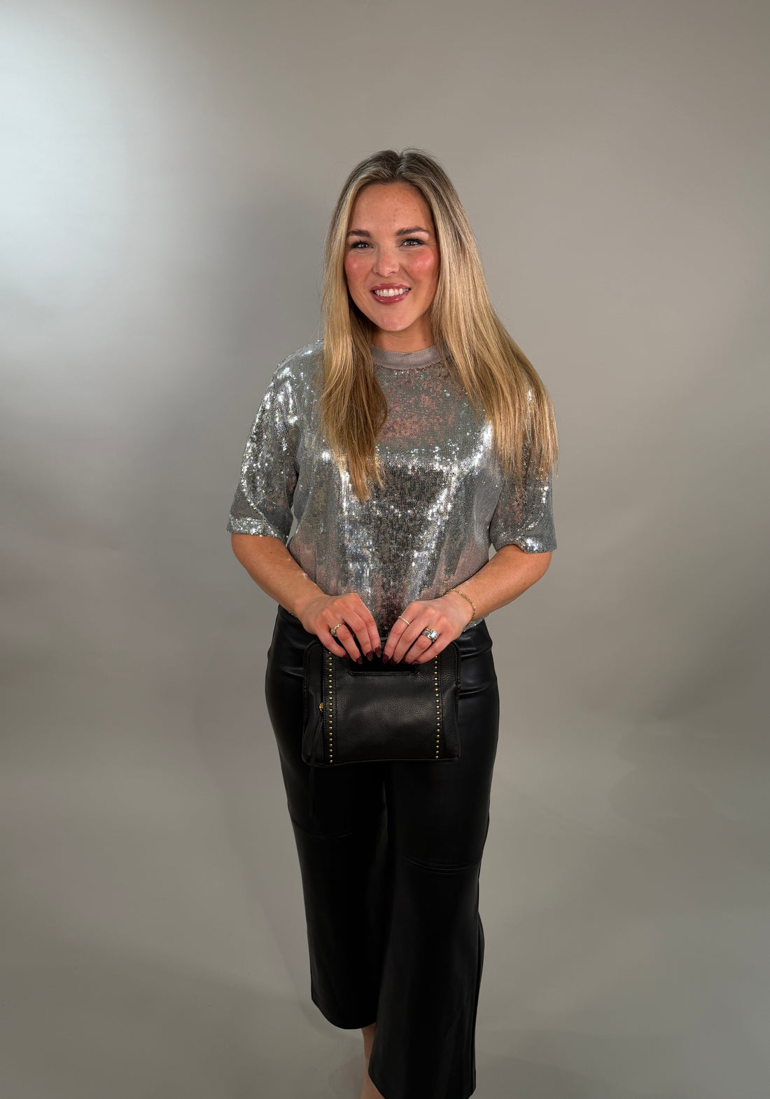 Silver Sequin Easy-Fit Tee