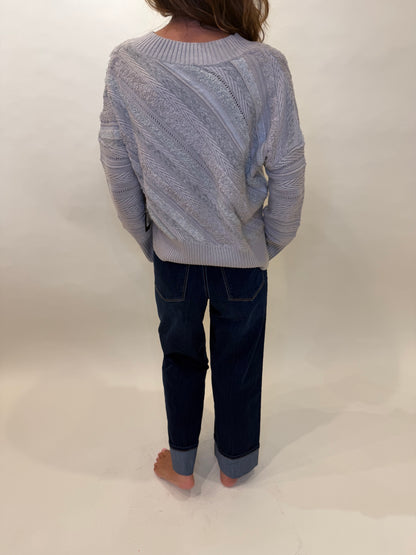 Mixed Media V-Neck Sweater