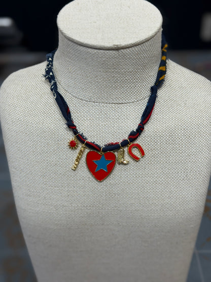 Red Ole Miss Bandana Charm Necklace