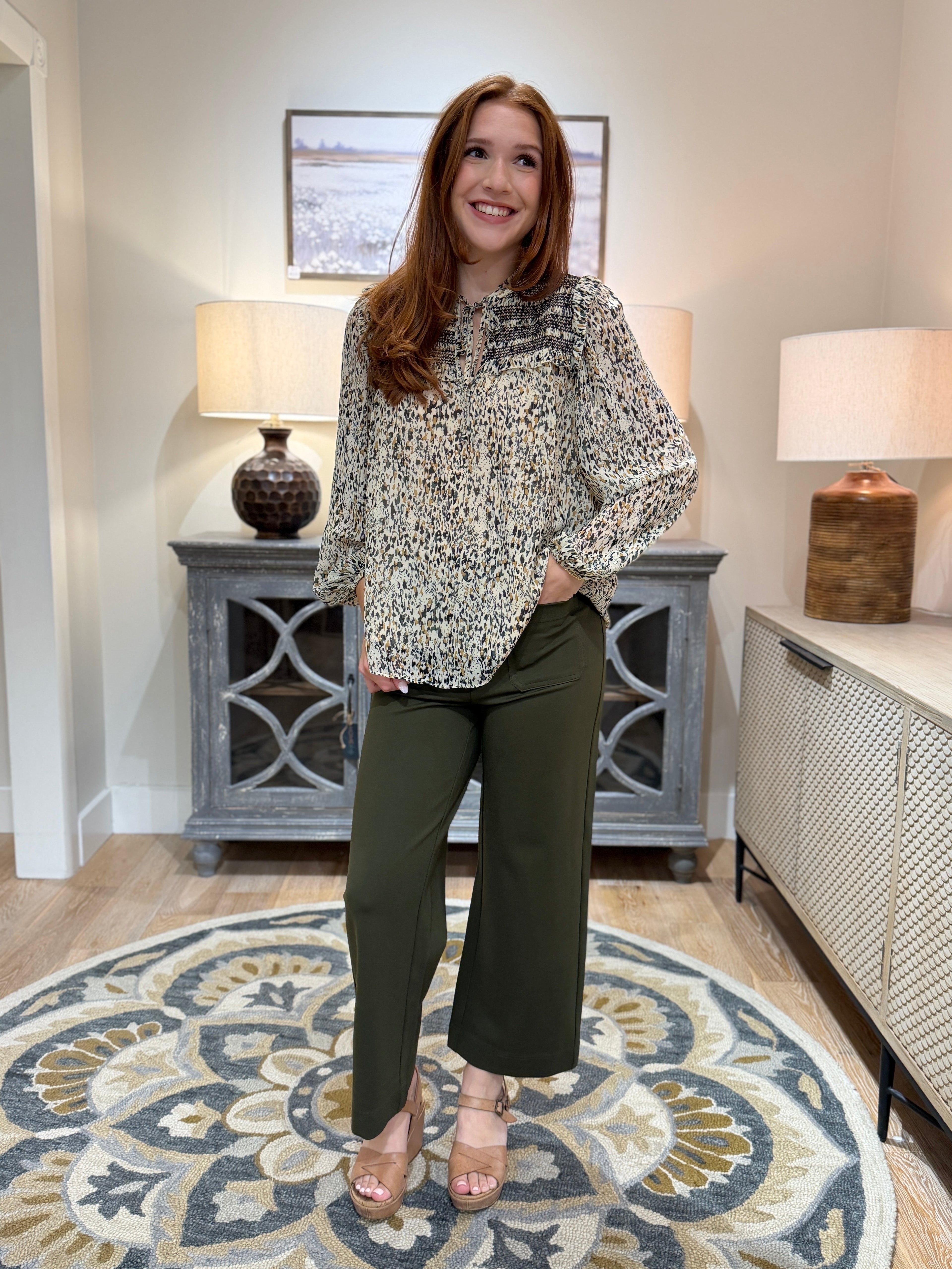 Effortless Smocked Print Blouse