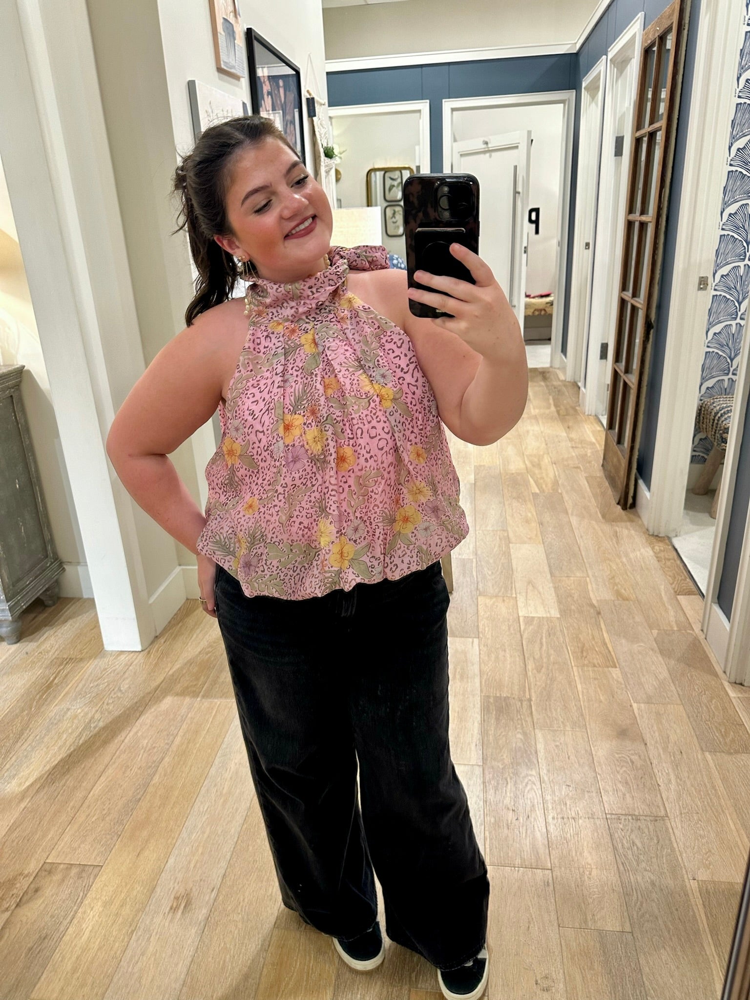 Mixed Print Halter Bubble Top