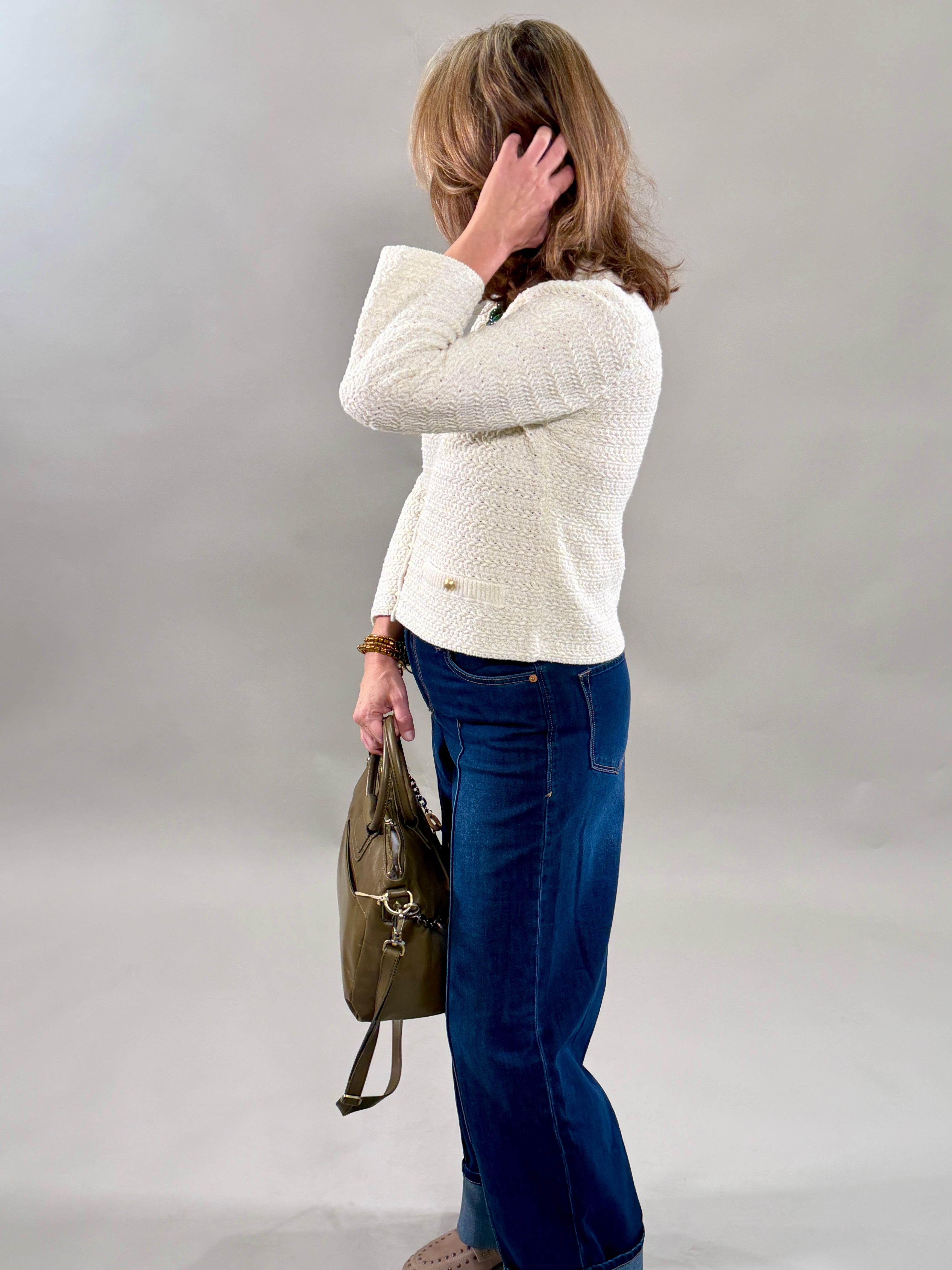 Gold Button Sparkle Cardigan