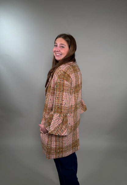 Ruffle Sleeve Plaid Coat