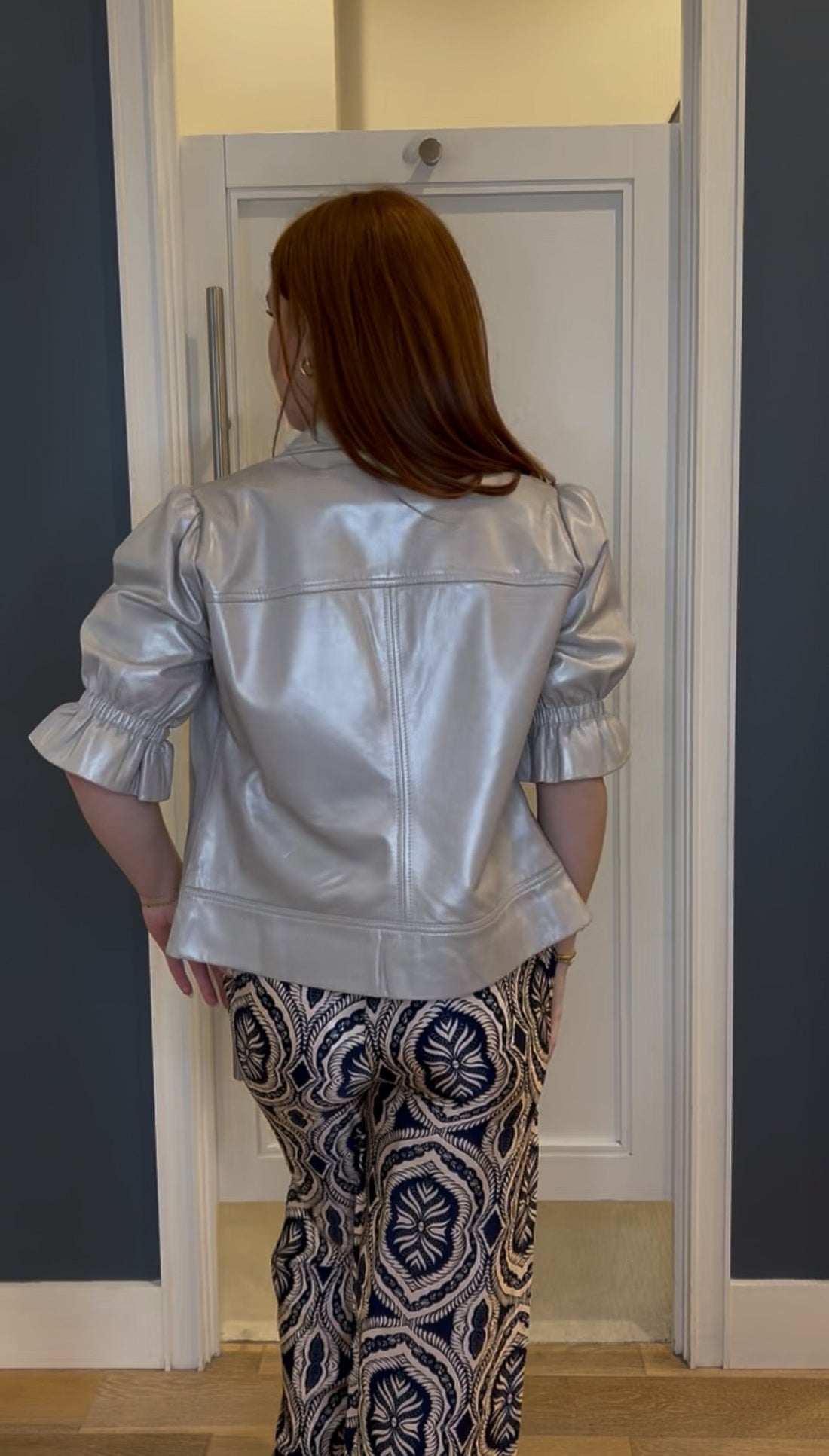 Bone Metallic Bomber Jacket