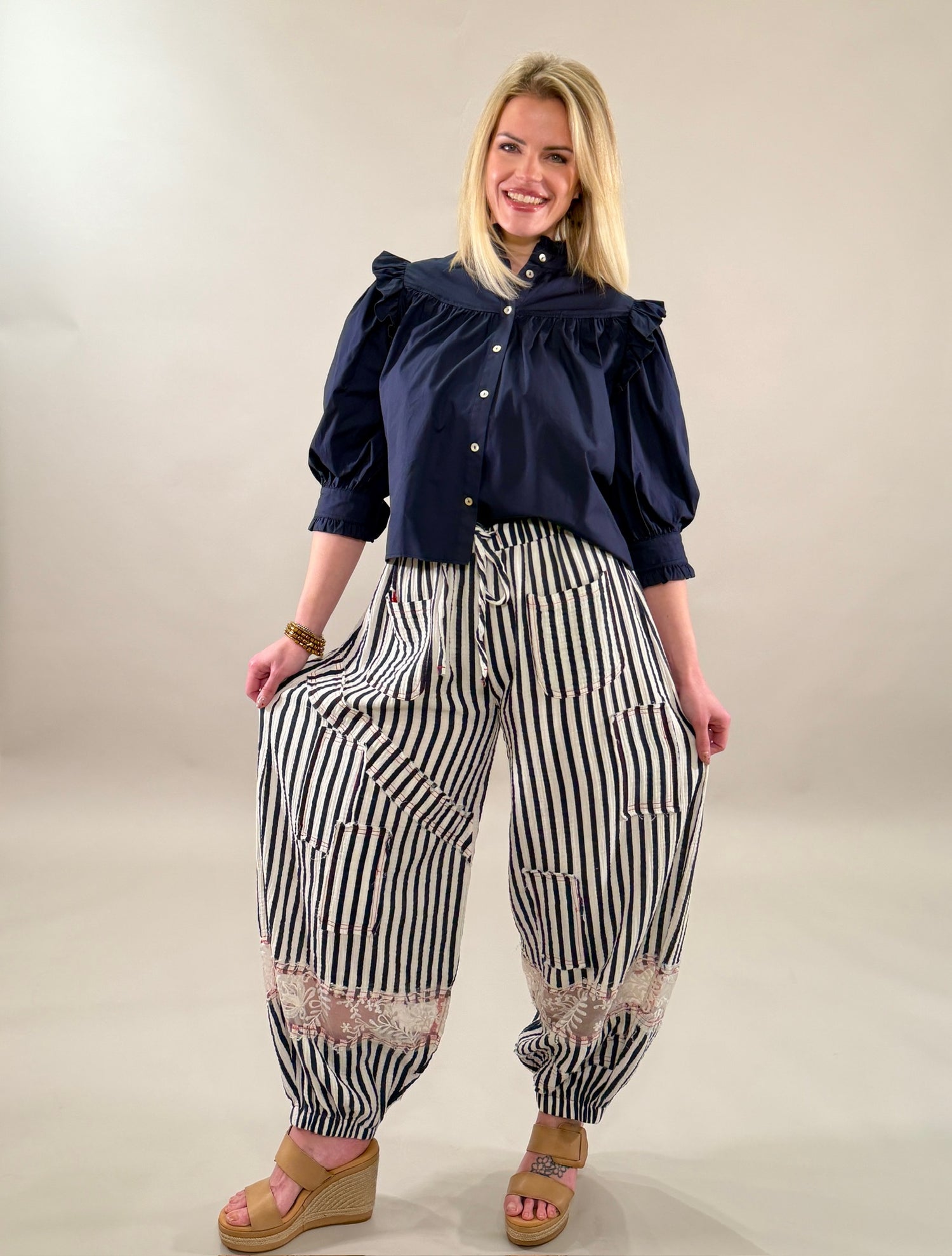 Iridescent Button Poplin Blouse