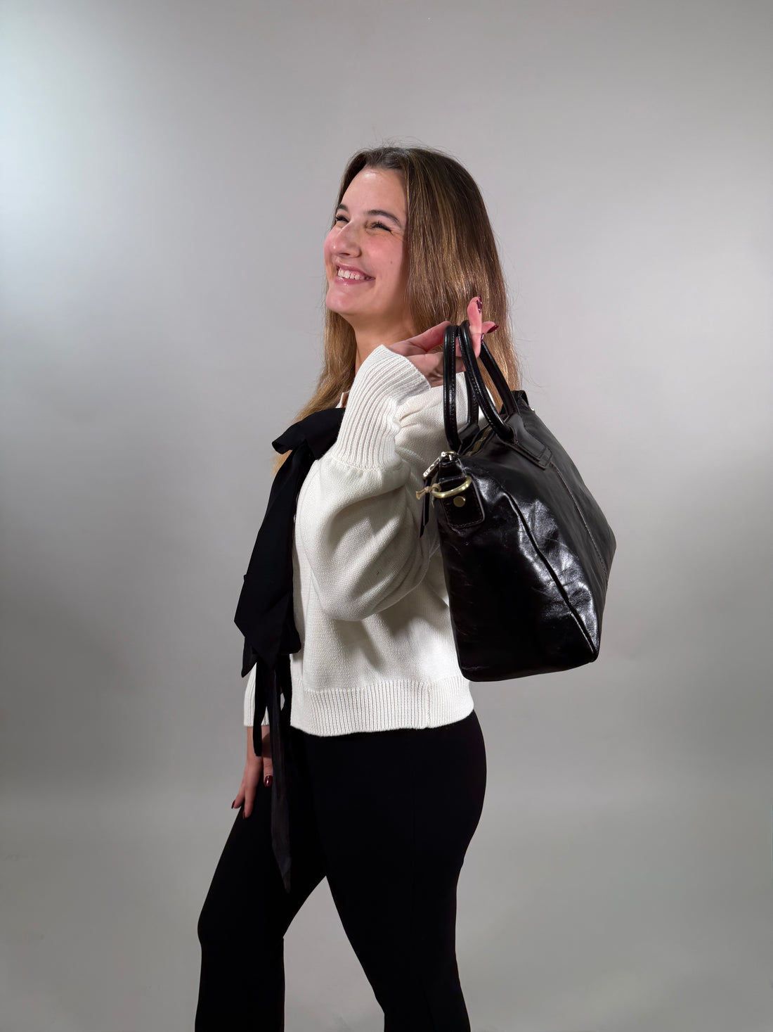 Black and White Statement Knit Bow Tie Sweater