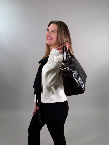 Black and White Statement Knit Bow Tie Sweater