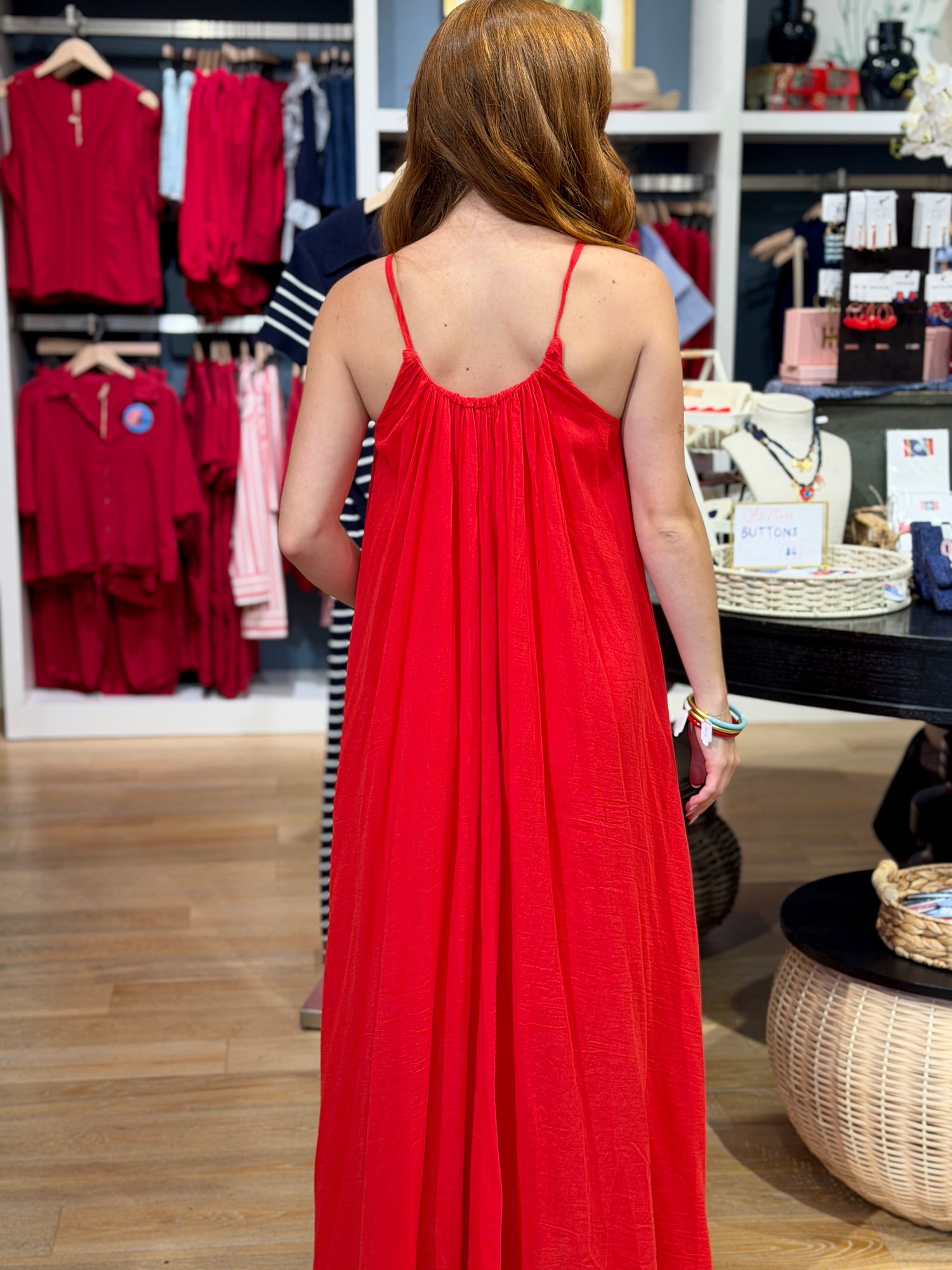 Spaghetti Strap Textured Gauze Maxi Dress