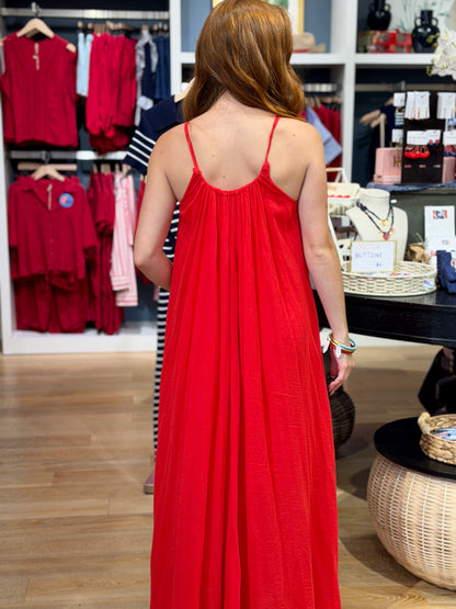 Spaghetti Strap Textured Gauze Maxi Dress