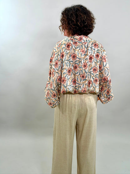 Silk Floral Print Kimono