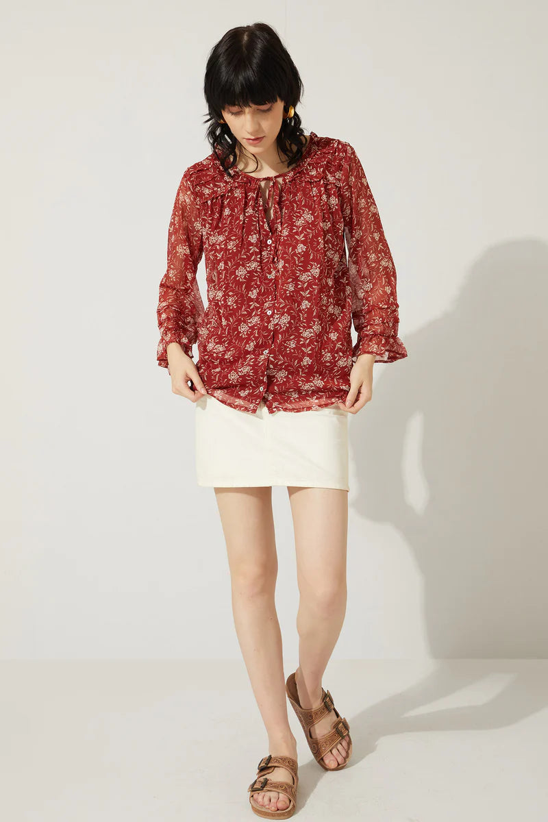 Burgundy Floral Blouse