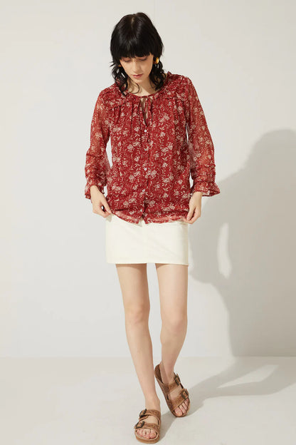 Burgundy Floral Blouse