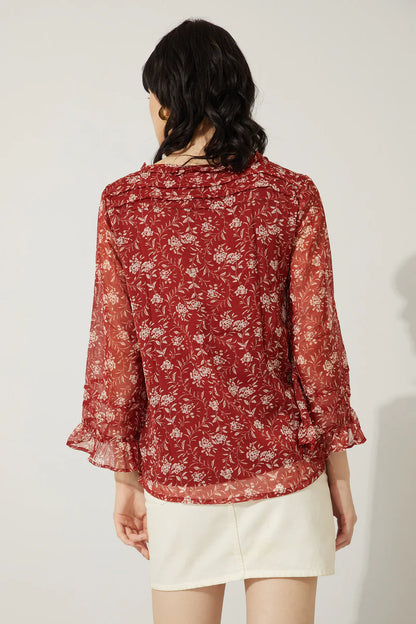 Burgundy Floral Blouse
