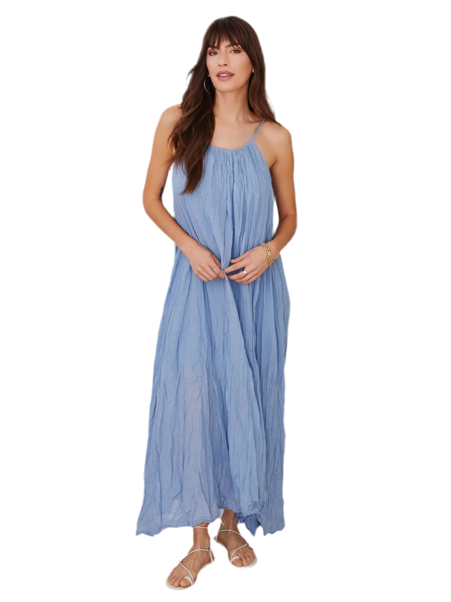 Spaghetti Strap Textured Gauze Maxi Dress