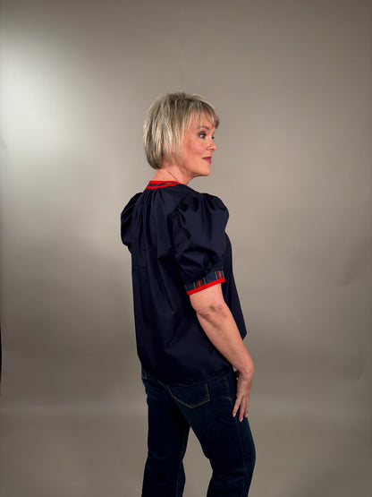 Pleated Puff Sleeve Top