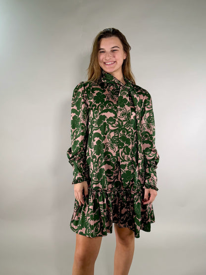 Uncle Frank Retro Floral Bow-Neck Dress