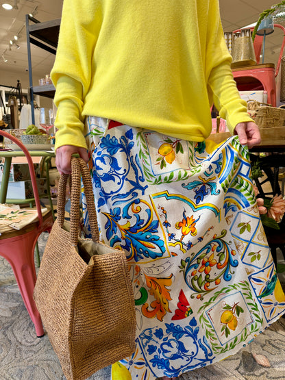 Amalfi Tile Linen-Blend Maxi Skirt