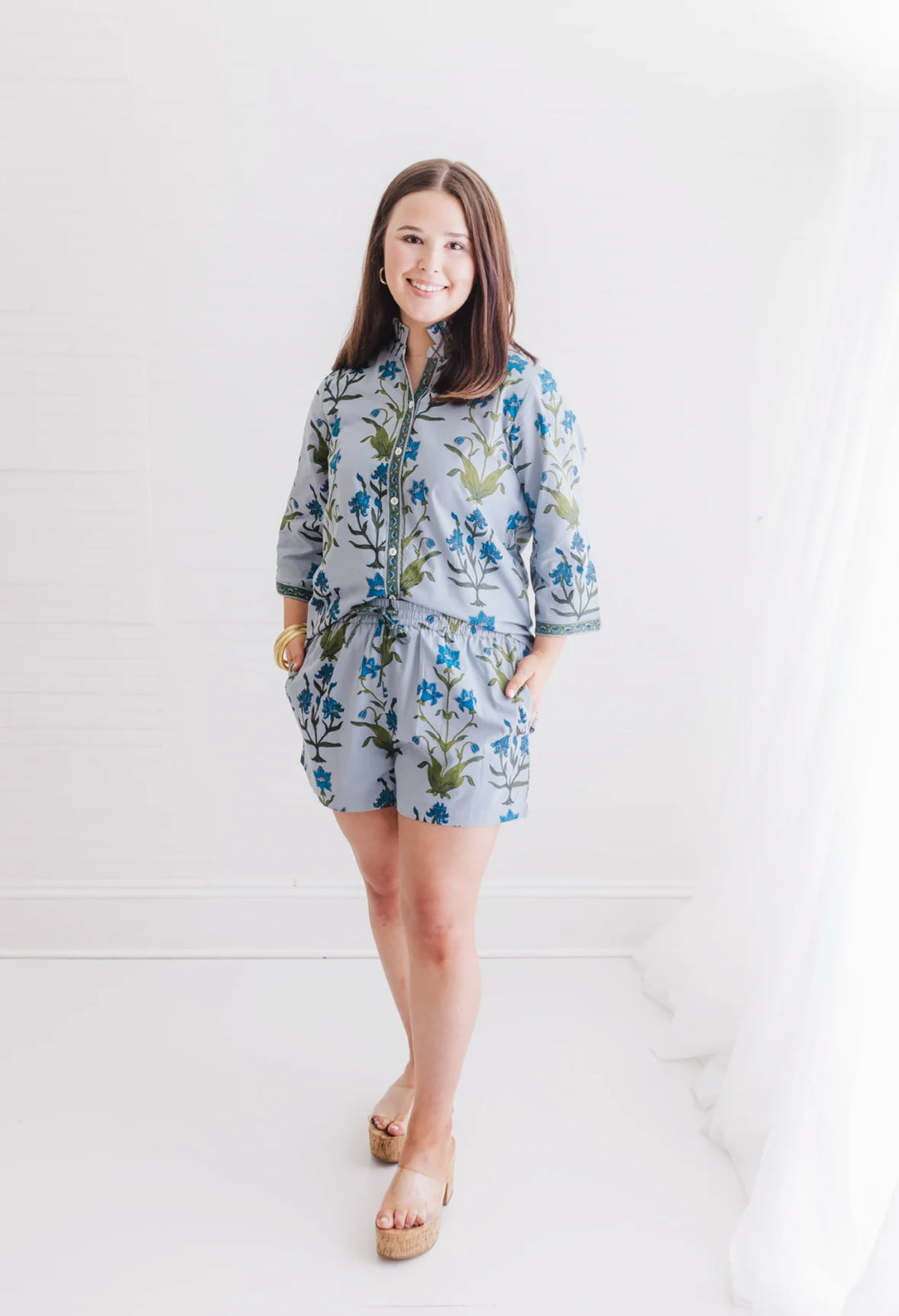 Iris Floral Two Piece Short Pajama Set