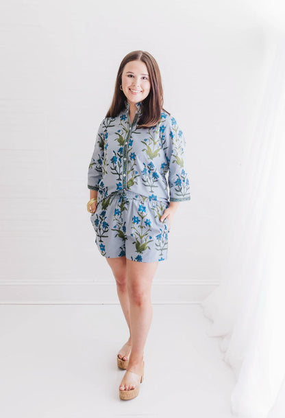 Iris Floral Two Piece Short Pajama Set