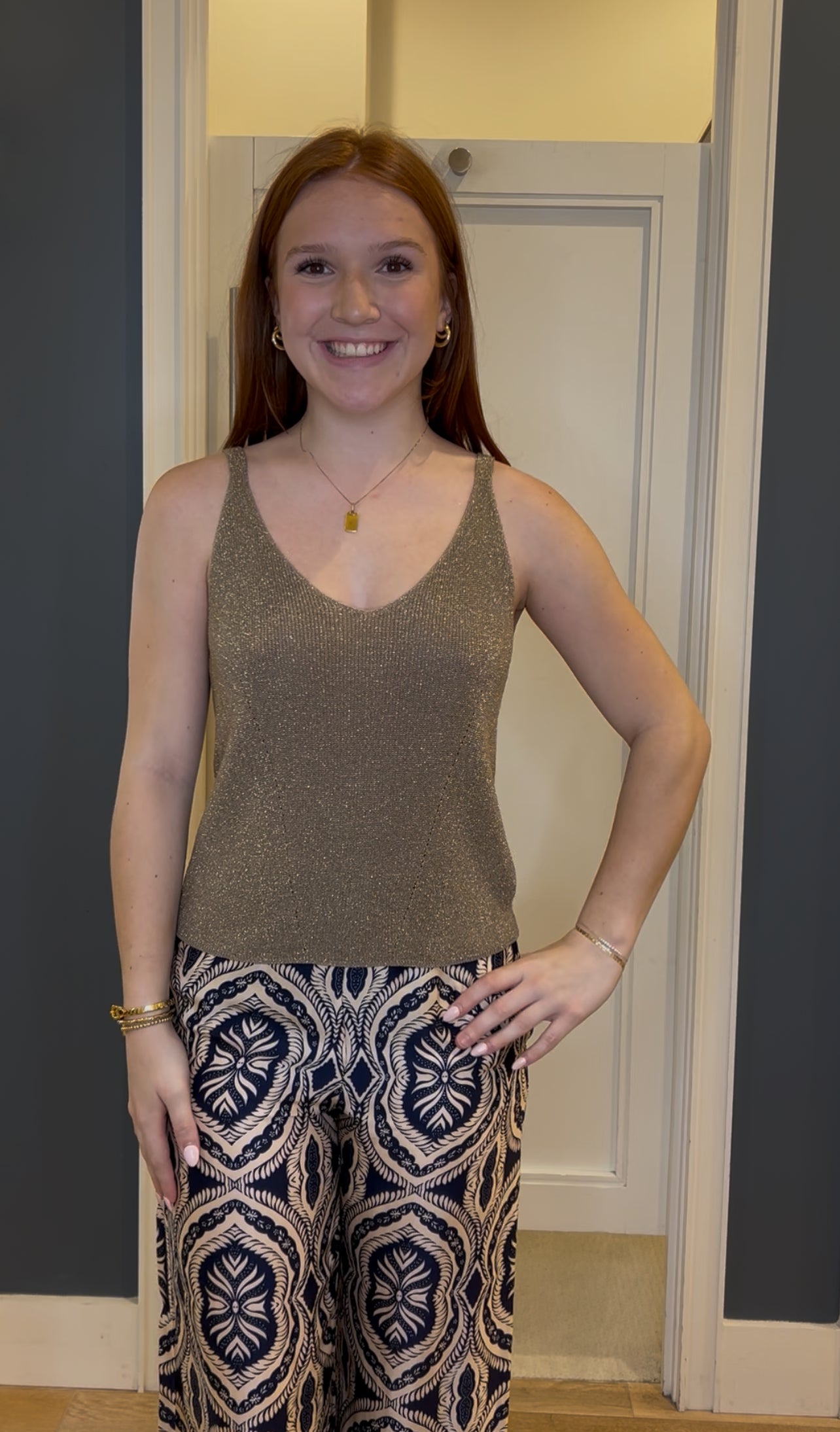 Shimmer Knit V-Neck Cami